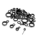 33pcs Fishing Rod Pole Guides Tip Eye Ring for Building Diameter 1.2-14mm