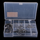 45pcs Durable Fishing Rod Guides Top Ring Eye Ring Fishing Hook Keepers with Box - Silver
