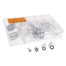 45pcs Durable Fishing Rod Guides Top Ring Eye Ring Fishing Hook Keepers with Box - Silver