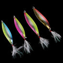 11Pcs Colorful Metal Spoon Fishing Lures Sequins Baits Spinnerbaits with Artificial Feathers Treble Hook