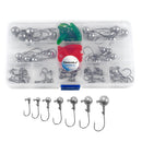 45pcs Lead Head Fishing Hooks Set Jig Fishhook Fising Accessories with Box for Soft Lures Earthworm Lobster