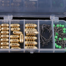 69pcs/box Brass Fishing Weights Sinkers Split Rings Jig Hooks Duolock Snaps Luminous Beads Set