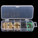 69pcs/box Brass Fishing Weights Sinkers Split Rings Jig Hooks Duolock Snaps Luminous Beads Set