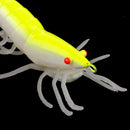 Lifelike 3D Eyes Shrimp Squid Jigs Fishing Hooks Yellow Luminous Shrimp Baits 9.5cm