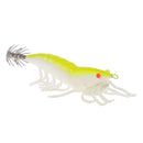 Lifelike 3D Eyes Shrimp Squid Jigs Fishing Hooks Yellow Luminous Shrimp Baits 9.5cm