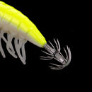 Lifelike 3D Eyes Shrimp Squid Jigs Fishing Hooks Yellow Luminous Shrimp Baits 9.5cm
