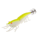 Lifelike 3D Eyes Shrimp Squid Jigs Fishing Hooks Yellow Luminous Shrimp Baits 9.5cm