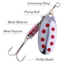 5pcs Fishing Spinners Spoon Baits Sequins Fishing Lures Hard Baits for Bass Trout Salmon Walleye