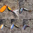 5pcs Fishing Spinners Spoon Baits Sequins Fishing Lures Hard Baits for Bass Trout Salmon Walleye