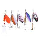 5pcs Fishing Spinners Spoon Baits Sequins Fishing Lures Hard Baits for Bass Trout Salmon Walleye