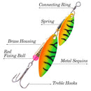 5 Pieces Spoon Fishing Lure Hard Metal Lure Spinnerbait Crankbait with Treble Hooks Bright Red Artificial Feathers