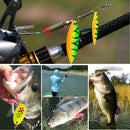 5 Pieces Spoon Fishing Lure Hard Metal Lure Spinnerbait Crankbait with Treble Hooks Bright Red Artificial Feathers