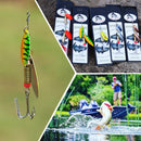 5 Pieces Spoon Fishing Lure Hard Metal Lure Spinnerbait Crankbait with Treble Hooks Bright Red Artificial Feathers