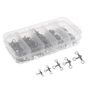 115pcs Heavy Duty Three Way Barrel Swivels Black T-Ture Swivels Fishing Connectors with Box