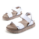 Women Rome Sandals Spring Autumn Leather Round Head Flat Platform Shoes Comfortable Non-slip