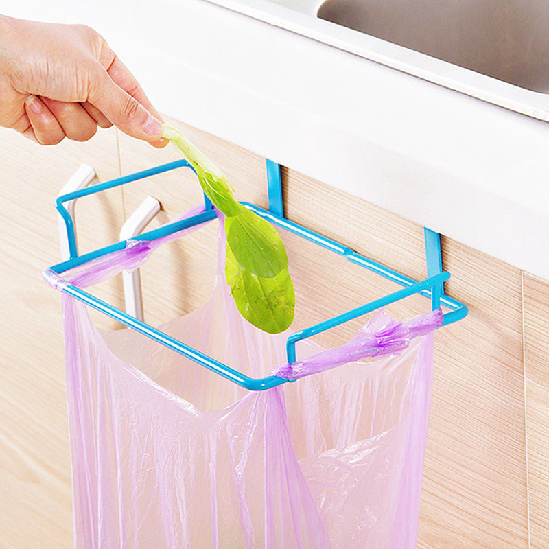 Kitchen Storage Rack Multi-purposes Wall Hanging Rack Door Back Garbage Bag Debris Hook
