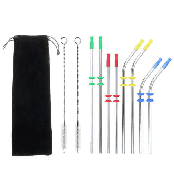Reusable Drinking Straw Stainless Steel Drink Straws Cleaning Brushes Set with Silicone head