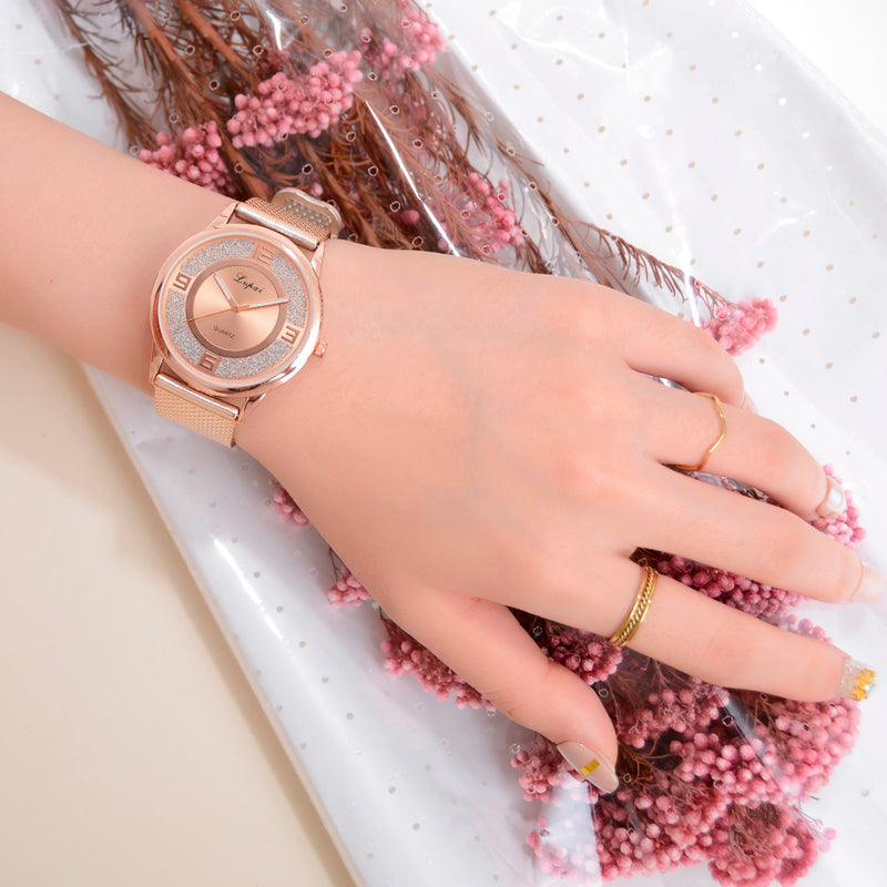 LVPAI P732 Rose Gold Elegant Design Women Wrist Watch Fashionable Analog Quartz Watch