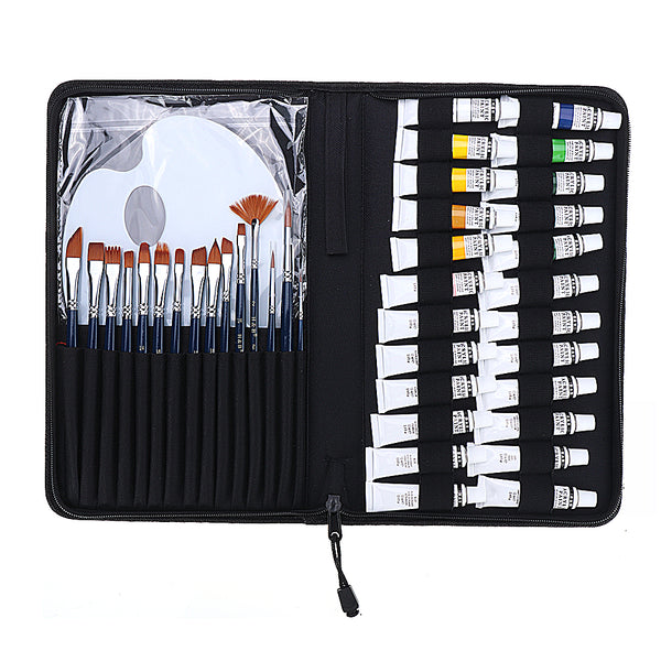 H&B Propylene Pigment 24 Colors Pigment 15 Nylon Painting Brush Palette Set Portable Nylon Packaging