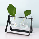 Desktop Glass Planter Bulb Vase with Classic Solid Iron Stand and Metal Swivel Holder for Hydroponics Plants Home Garden Wedding Decor