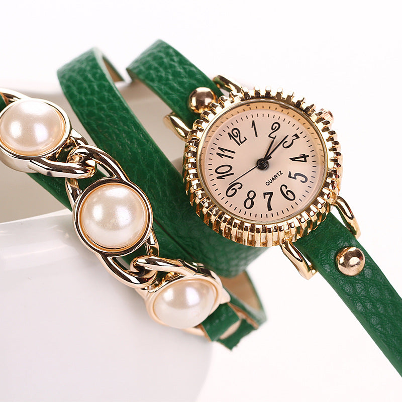 Fashion Three Pearl Women Watch Ladies Dress Watch Bracelet Quartz Watch