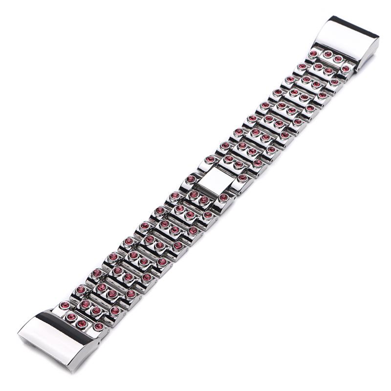 Rhinestone Watch Band Metal Stainless Steel Strap Bracelet Replacement for Fitbit Charge 2