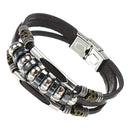 Multilayers Leather Stainless Steel Men Bracelet Jewelry Clothing Accessories