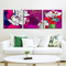 Miico Hand Painted Three Combination Decorative Paintings Botanic Lotus Wall Art For Home Decoration