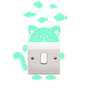 Honana DX-139 Fluorescent Glow Cat Thinking Fish Switch Wall Sticker Home Bedroom Decor