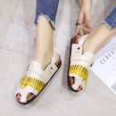 Women Roman Slipper Sandals Flats Soft Casual Embroidered Cartoon PU Rubber Non-slip Beach Shoes