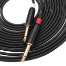 CE-LINK 3.5mm Stereo Male Plug to Dual 2x 6.35mm Mono Plug Audio Phone Cable