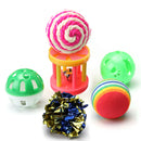 12Pcs Pet Cat Toys Kitty Rod Feather Bells Balls Fur Scratch Teaser Rat