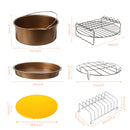 6pcs 9 Inch Non-stick Air Fryer Accessories Set Cake Pizza BBQ Roast Baking Tools For 5.3-6.8QT Air Fryer
