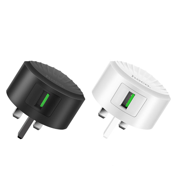 HOCO C68B UK Plug Single USB Port QC3.0 Fast Charger for Tablet Smartphone