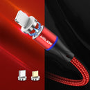USLION 3A LED 360 Degree Rotate QC3.0 Magnetic Fast Charging Type-C Micro USB Data Cable 1M for Samsung S10+ S9 Xiaomi 9T Redmi Note8 HUAWEI P30Pro