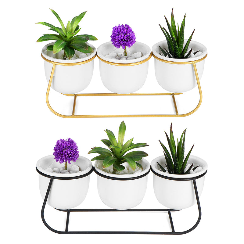 Ceramic Succulent Plant Flower Pot Bonsai Holder Home Tabletop Garden Decor With Stand