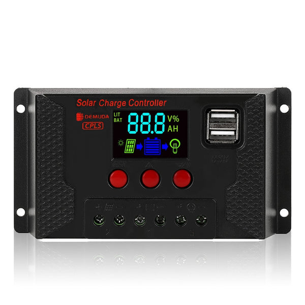 Minleaf PWM 10A/20A/30A 12/24V Auto Adapt LCD Solar Charge Controller Photovoltaic Solar Panel Controller Battery Regulator Adjustable Parameter