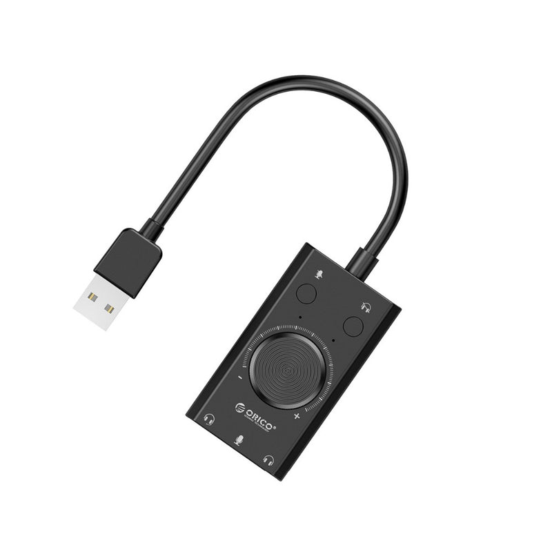 ORICO 2 In 1 3 Port Output 3.5mm Audio Jack Portable USB External Sound Card Microphone Volume Adjustable For Windows Mac Linux