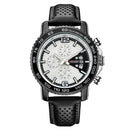 LONGBO 80176 Chronograph Calendar Quartz Watch Waterproof Leather Strap Men Watch