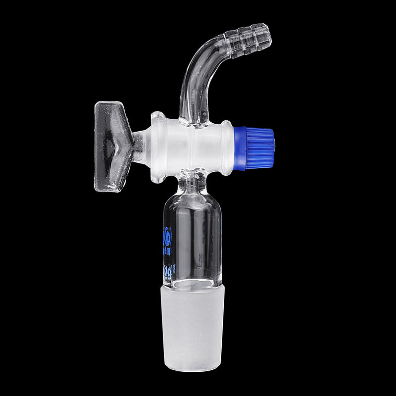 24/29Glass Adapter Vacuum Flow Control Adapter with Glass Stopcock Male Ground Joint to Right Angle Hose Connection