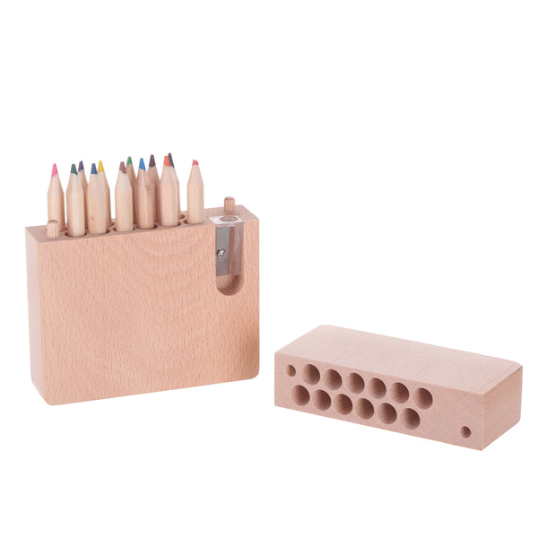 Miniso Wooden Box 12 Pcs Colored Pencils with Pencil Sharpener