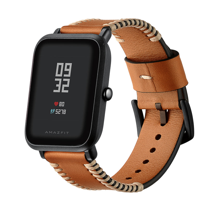 Replacement 20mm Leather Watch Band for Xiaomi Amazfit Pace Youth Smart Watch