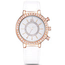 SK K0012 Diamonds Gold Case Moden Women Wrist Watch Gift Leather Strap Quartz Watches