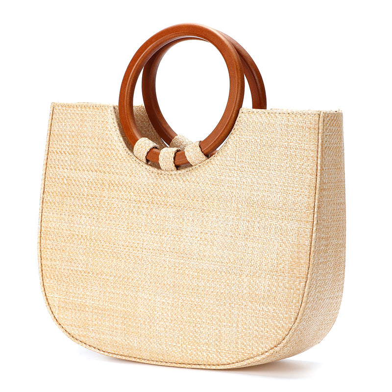 6L Women Straw Rattan Bag Woven Beach Handbag Shoulder Tote Outdoor Travel