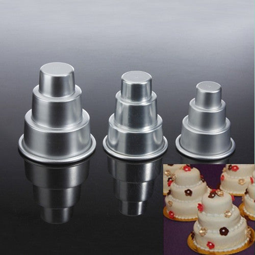 6x S/M/L Mini 3-Tier Cupcake Pudding Chocolate Cake Baking Mold Baking Pan Mould