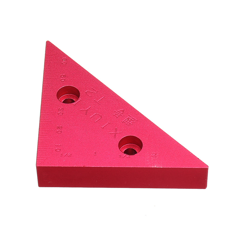 T2 Aluminum Alloy 90 Degrees Height Triangle Ruler Woodworking Metric and Inch Triangular Clamping Ruler Measuring Ruler