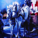 40 x 30cm Operated LED Christmas Santa Ride White Horse on Street Xmas Canvas Print Wall Art