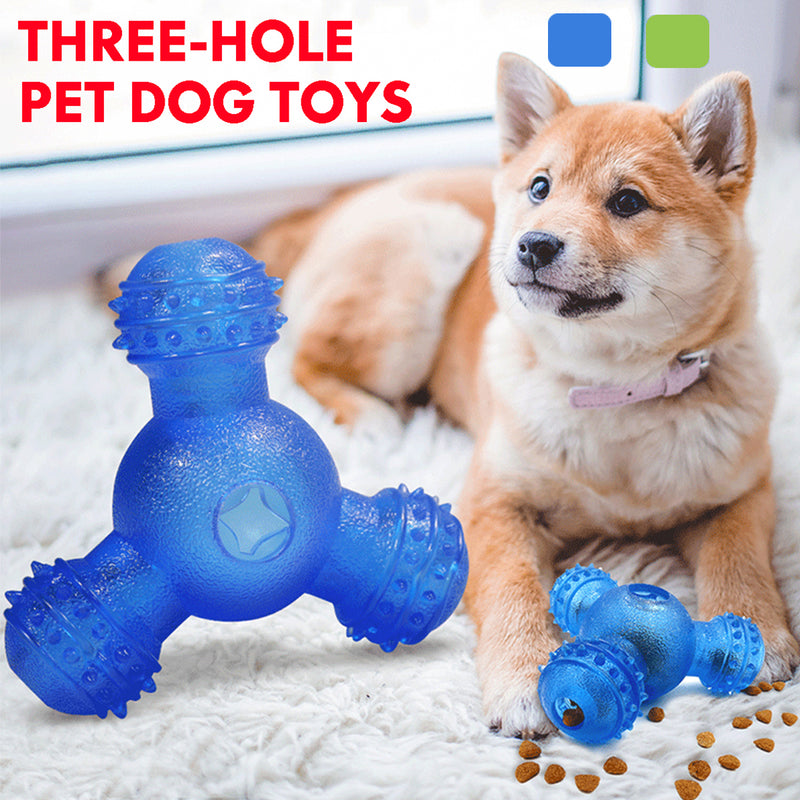 Three-Hole Pet Dog Toys Interactive Feeder Ball Portable Feeding Chew Food
