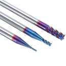 Drillpro 1-4mm HRC60 4 Flutes Milling Cutter Blue NACO Coated End Mill Cutter CNC Tool for Stainless Steel