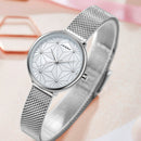 SINOBI 9817 White Bayside Print Gray Lines Dial Fashion Women Quartz Watch